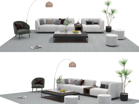 Fabric sofa set 23 3D Model