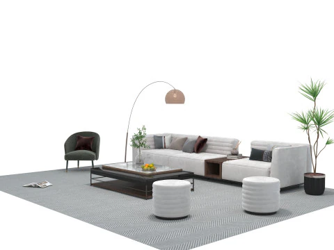 Fabric sofa set 23 3D Model