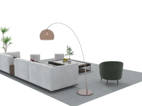 Fabric sofa set 23 3D Model