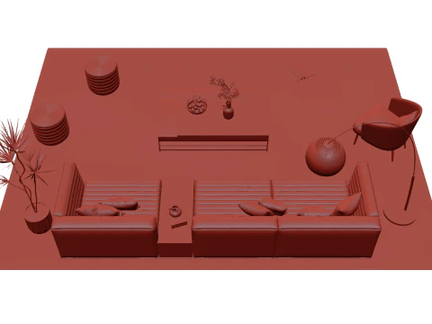 Fabric sofa set 23 3D Model