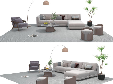 Fabric sofa set 24 3D Model
