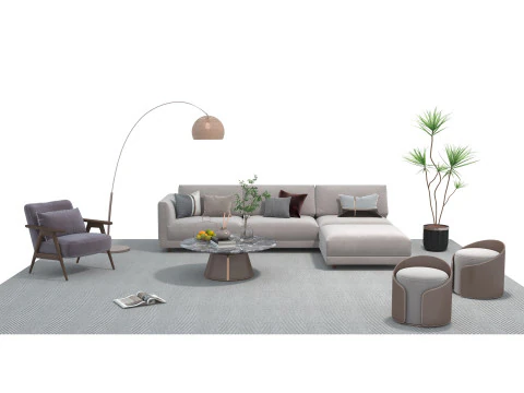 Fabric sofa set 24 3D Model