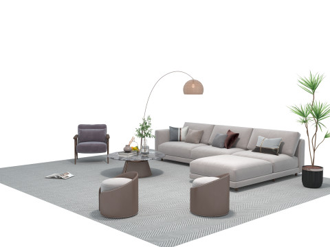 Set divani in tessuto 24 Modello 3D