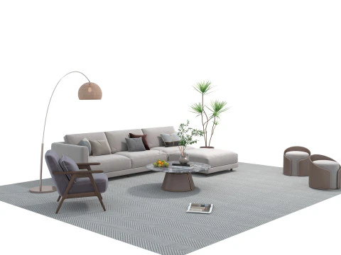 Fabric sofa set 24 3D Model
