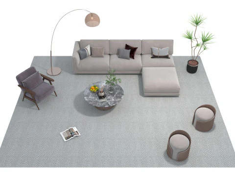 Fabric sofa set 24 3D Model