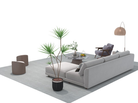 Set divani in tessuto 24 Modello 3D