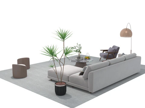 Fabric sofa set 24 3D Model