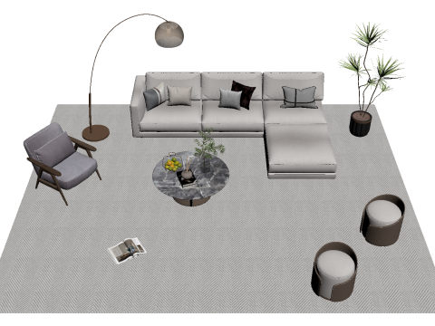 Set divani in tessuto 24 Modello 3D