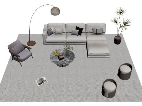 Fabric sofa set 24 3D Model