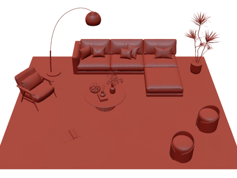 Set divani in tessuto 24 Modello 3D