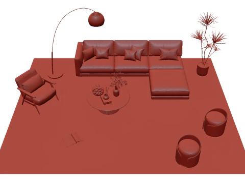 Fabric sofa set 24 3D Model