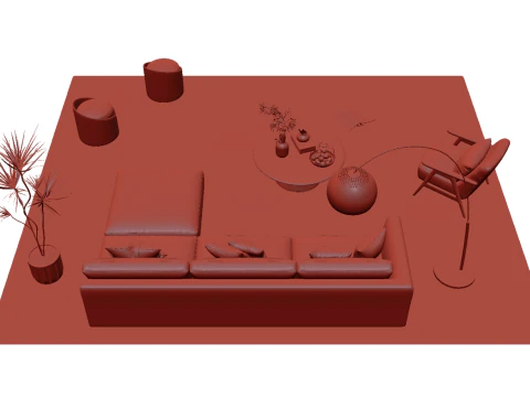 Fabric sofa set 24 3D Model