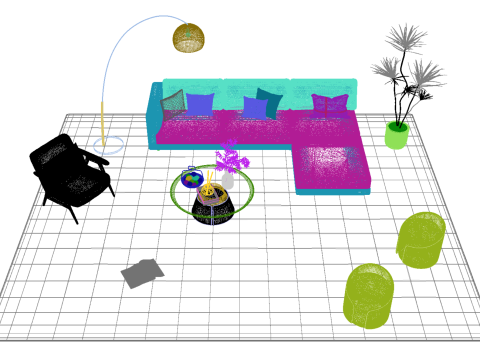 Set divani in tessuto 24 Modello 3D