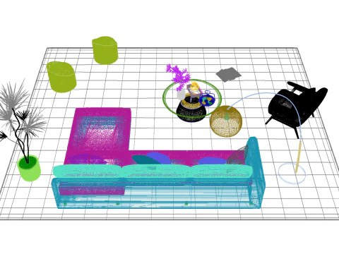Fabric sofa set 24 3D Model
