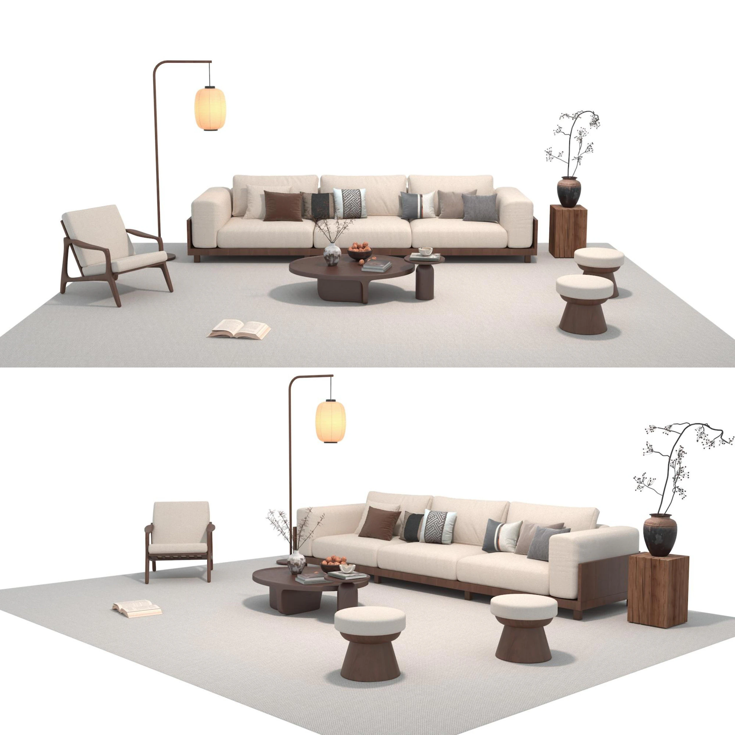 Fabric sofa set 25 3D Model .c4d .max .obj .3ds .fbx .stl .blend 