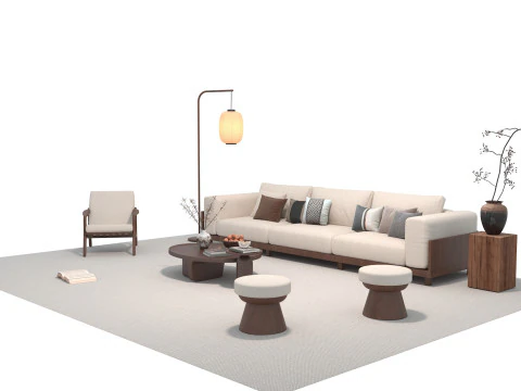 Fabric sofa set 25 3D Model