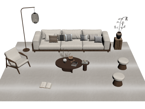 Fabric sofa set 25 3D Model