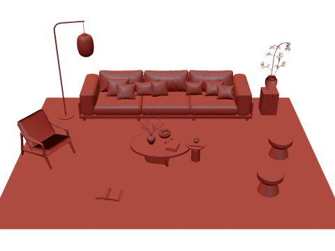 Fabric sofa set 25 3D Model