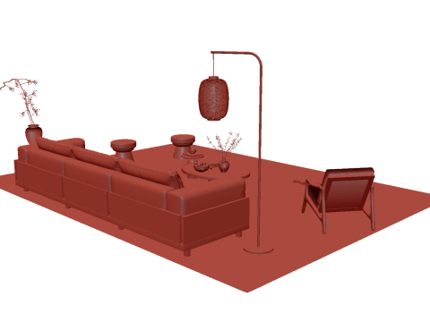 Fabric sofa set 25 3D Model
