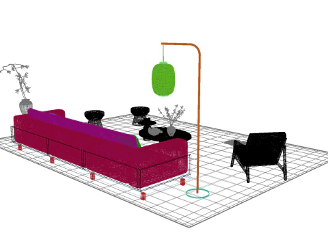 Fabric sofa set 25 3D Model