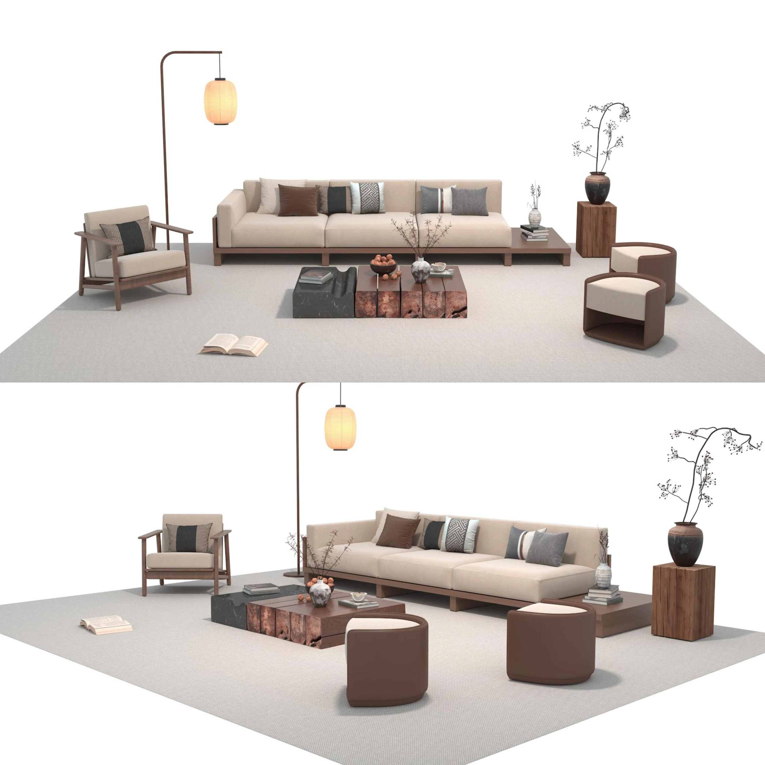 Fabric sofa set 26 3D Model .c4d .max .obj .3ds .fbx .stl .blend