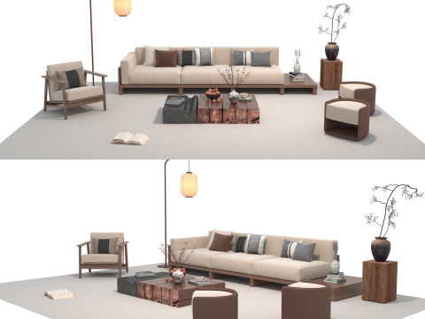 Fabric sofa set 26 3D Model