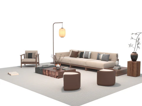 Fabric sofa set 26 3D Model