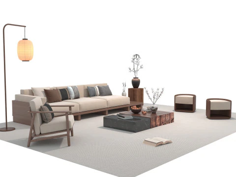 Fabric sofa set 26 3D Model