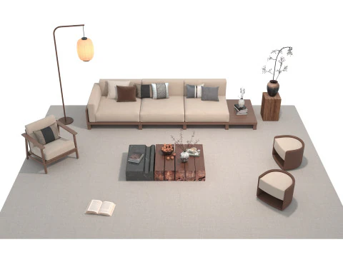 Fabric sofa set 26 3D Model