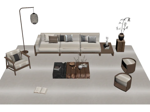 Fabric sofa set 26 3D Model