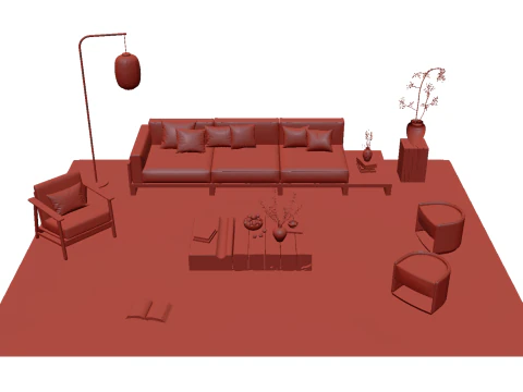 Fabric sofa set 26 3D Model