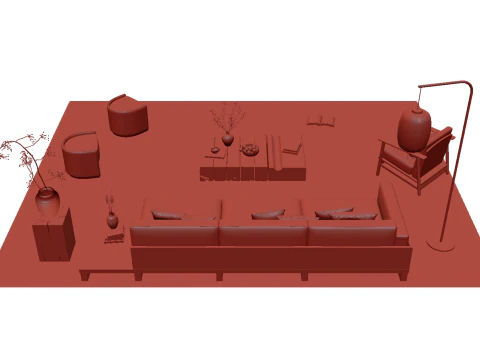Fabric sofa set 26 3D Model