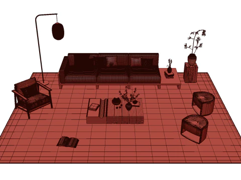 Fabric sofa set 26 3D Model