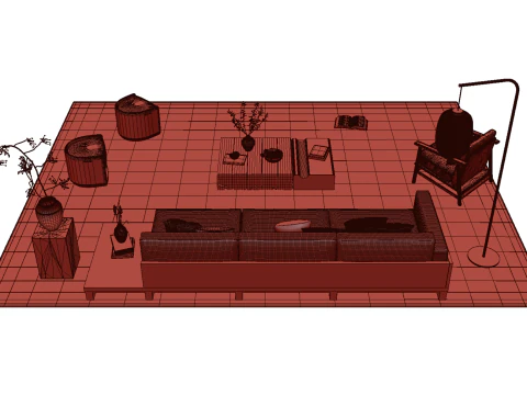 Fabric sofa set 26 3D Model