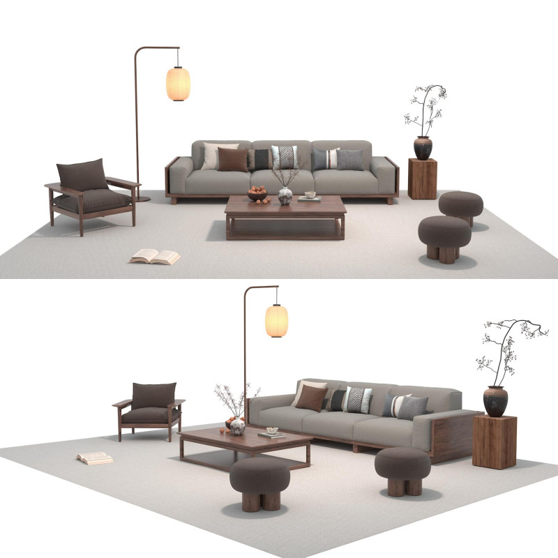 Stoffsofagarnitur 27 3D Modell .c4d .max .obj .3ds .fbx .stl .blend 