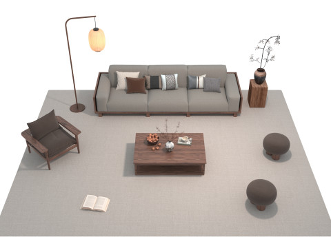 Stoffsofagarnitur 27 3D Modell