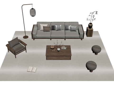 Stoffsofagarnitur 27 3D Modell