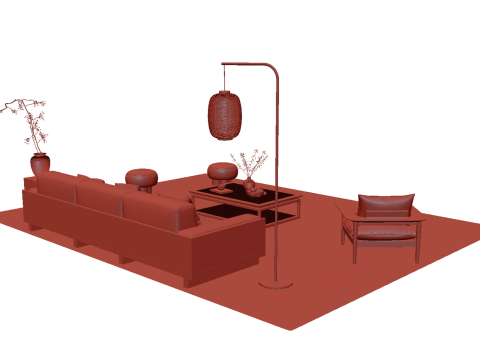 Stoffsofagarnitur 27 3D Modell