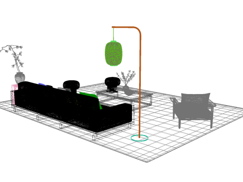 Stoffsofagarnitur 27 3D Modell