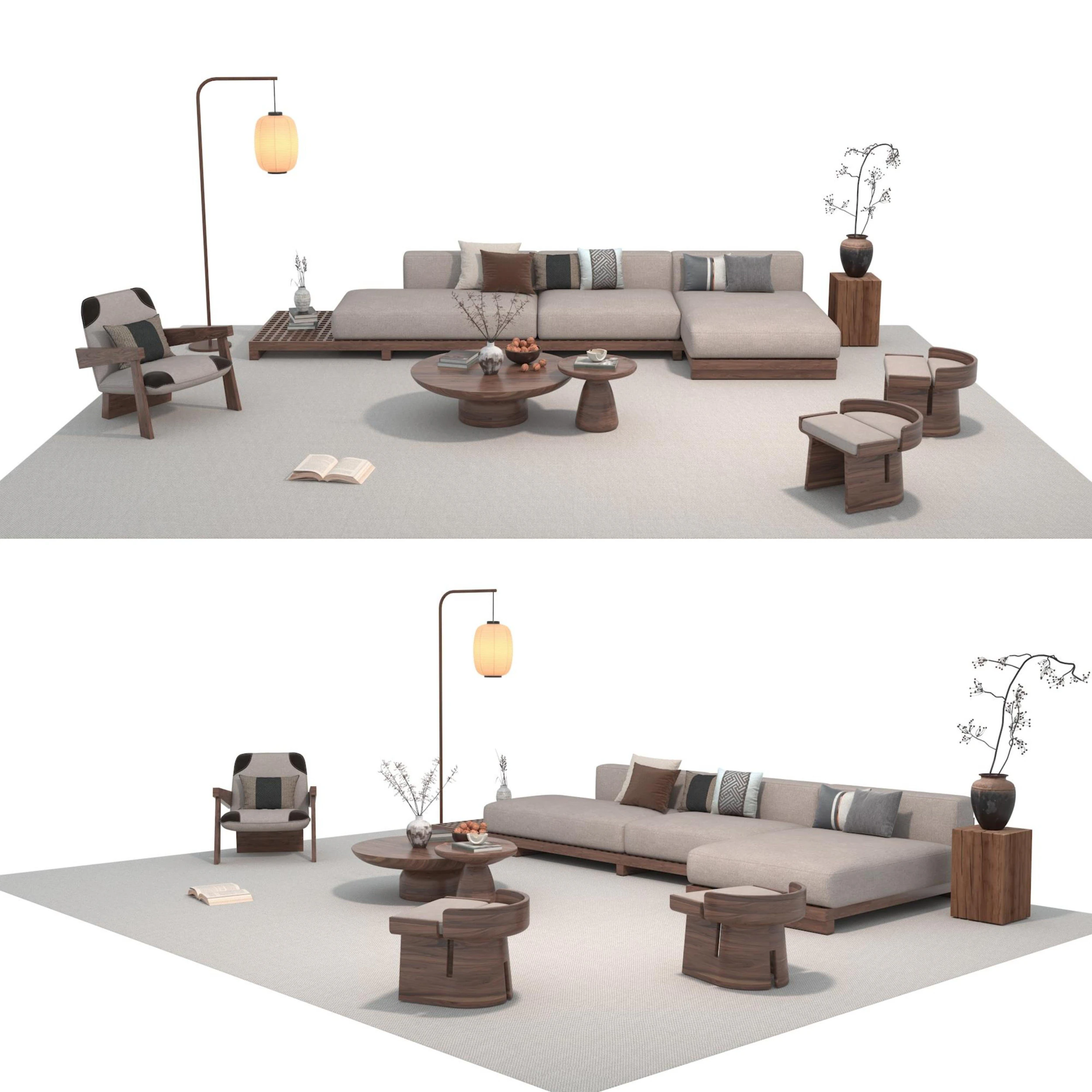 Fabric sofa set 28 3D Model .c4d .max .obj .3ds .fbx .stl .blend 