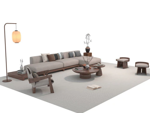 Fabric sofa set 28 3D Model