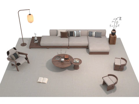 Fabric sofa set 28 3D Model