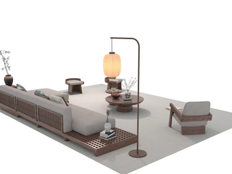 Fabric sofa set 28 3D Model