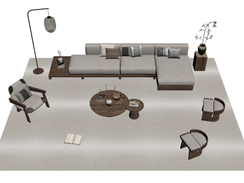 Fabric sofa set 28 3D Model