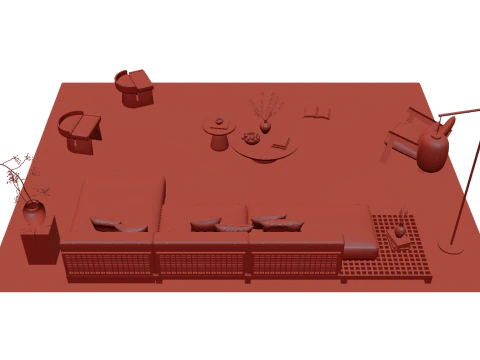 Fabric sofa set 28 3D Model