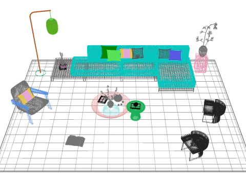 Fabric sofa set 28 3D Model