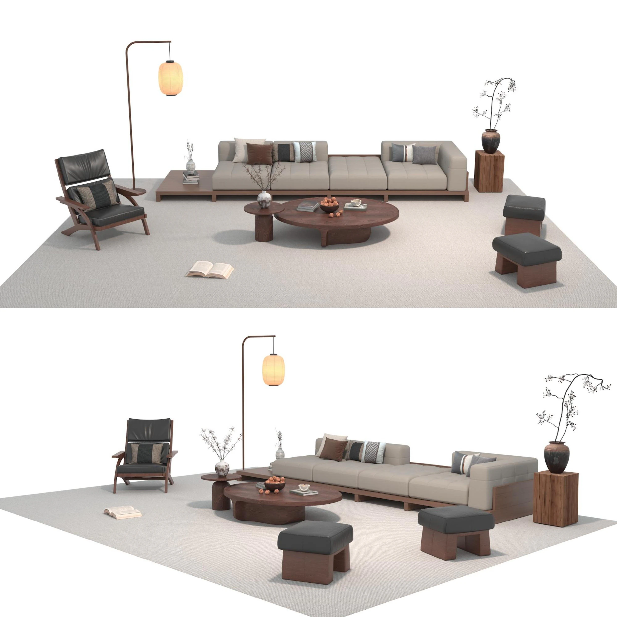 Fabric sofa set 29 3D Model .c4d .max .obj .3ds .fbx .stl .blend