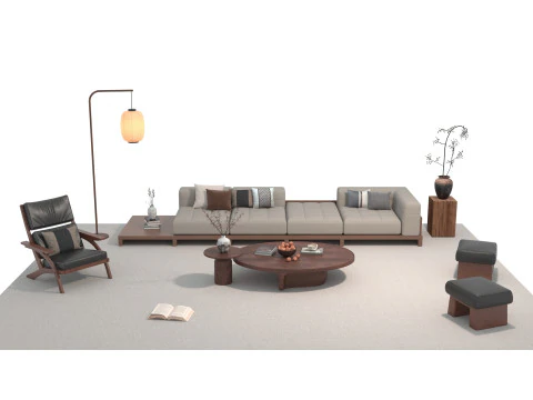 Fabric sofa set 29 3D Model