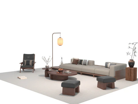 Fabric sofa set 29 3D Model