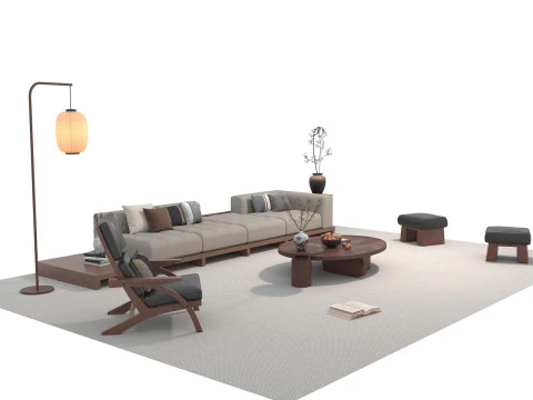 Fabric sofa set 29 3D Model